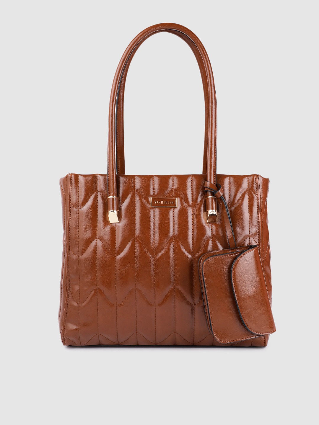 

Van Heusen Women Tan Brown Structured Shoulder Bag with Mini Purse
