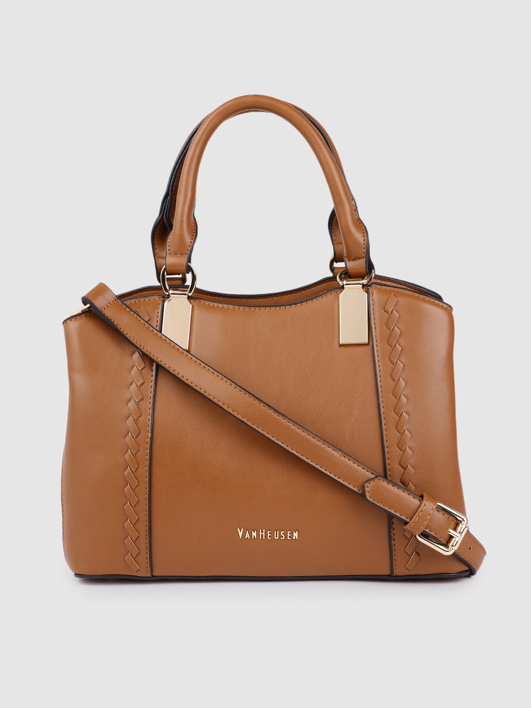 

Van Heusen Women Camel Brown Structured Handheld Bag