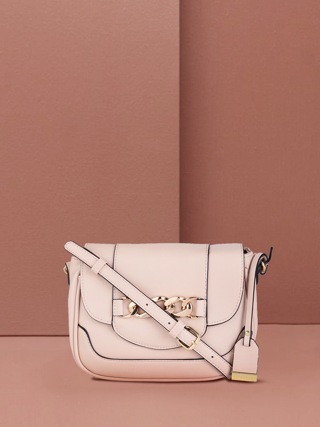 

Van Heusen Nude-Coloured Structured Sling Bag