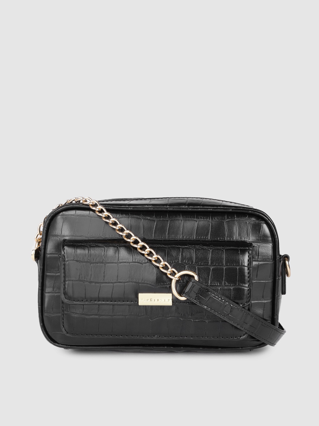

Van Heusen Black Animal Textured PU Regular Structured Sling Bag