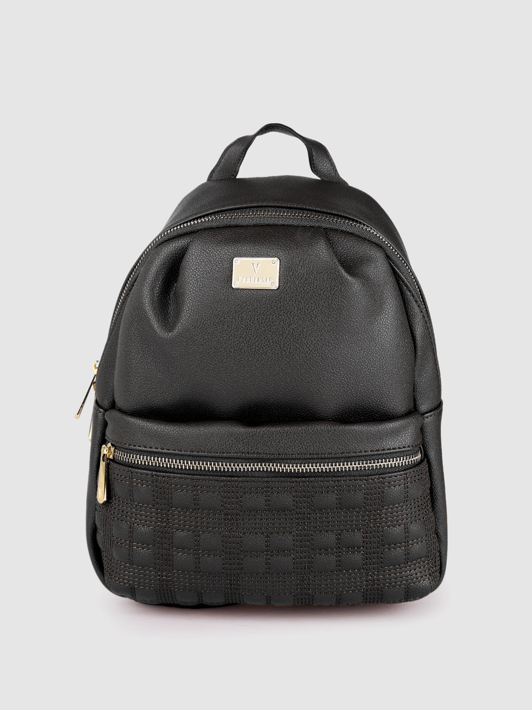 

Van Heusen Women Black Solid Backpack With Minimal Thread Work Detail