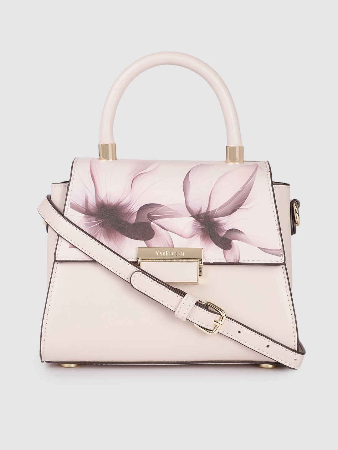 

Van Heusen Women Pink Floral Printed Structured Satchel