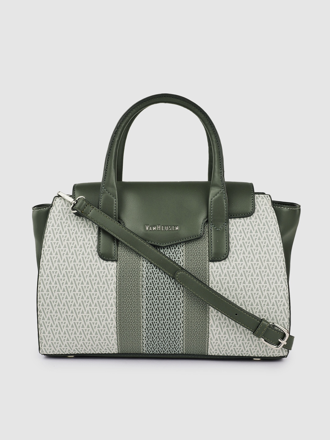 

Van Heusen Women Green Printed Structured Handheld Bag