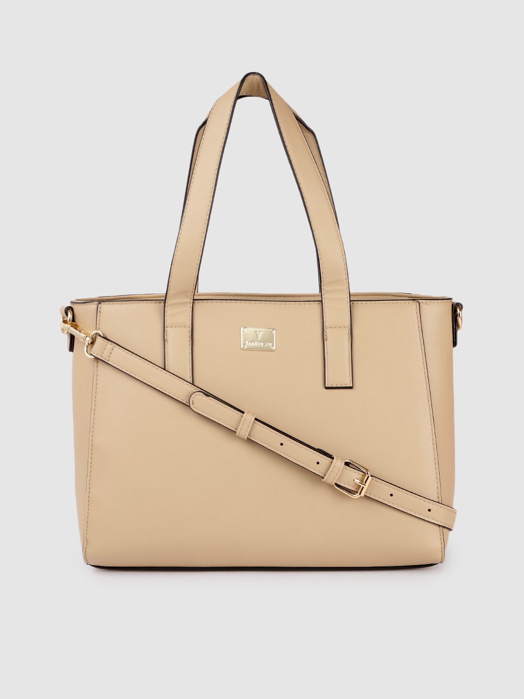 

Van Heusen Beige PU Structured Handheld Bag
