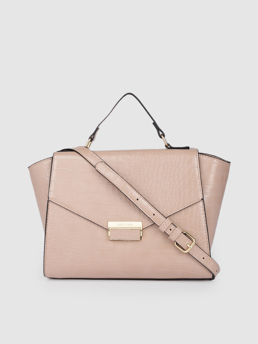 

Van Heusen Beige Animal Textured PU Regular Structured Satchel Handbag