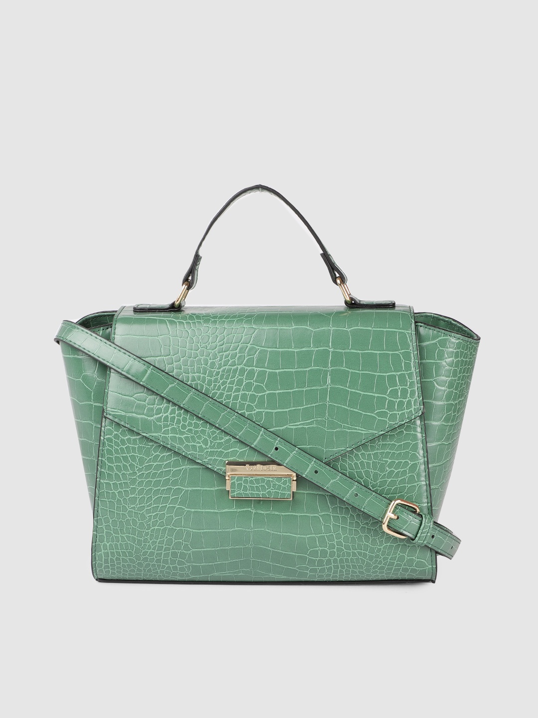 

Van Heusen Green Textured PU Structured Satchel