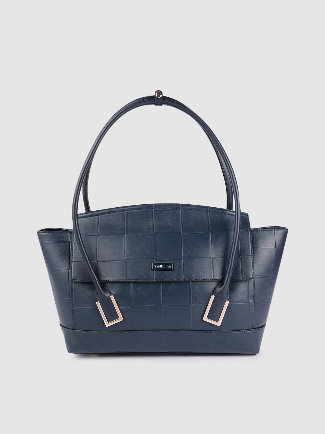

Van Heusen Women Navy Blue Textured Structured Shoulder Bag