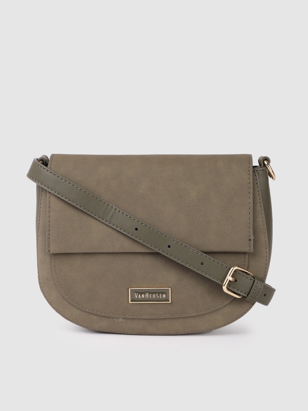 

Van Heusen Women Olive Green Solid Structured Sling Bag