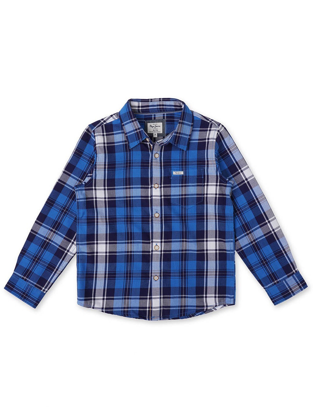 

Pepe Jeans Boys Blue and Black Tartan Checks Checked Casual Shirt