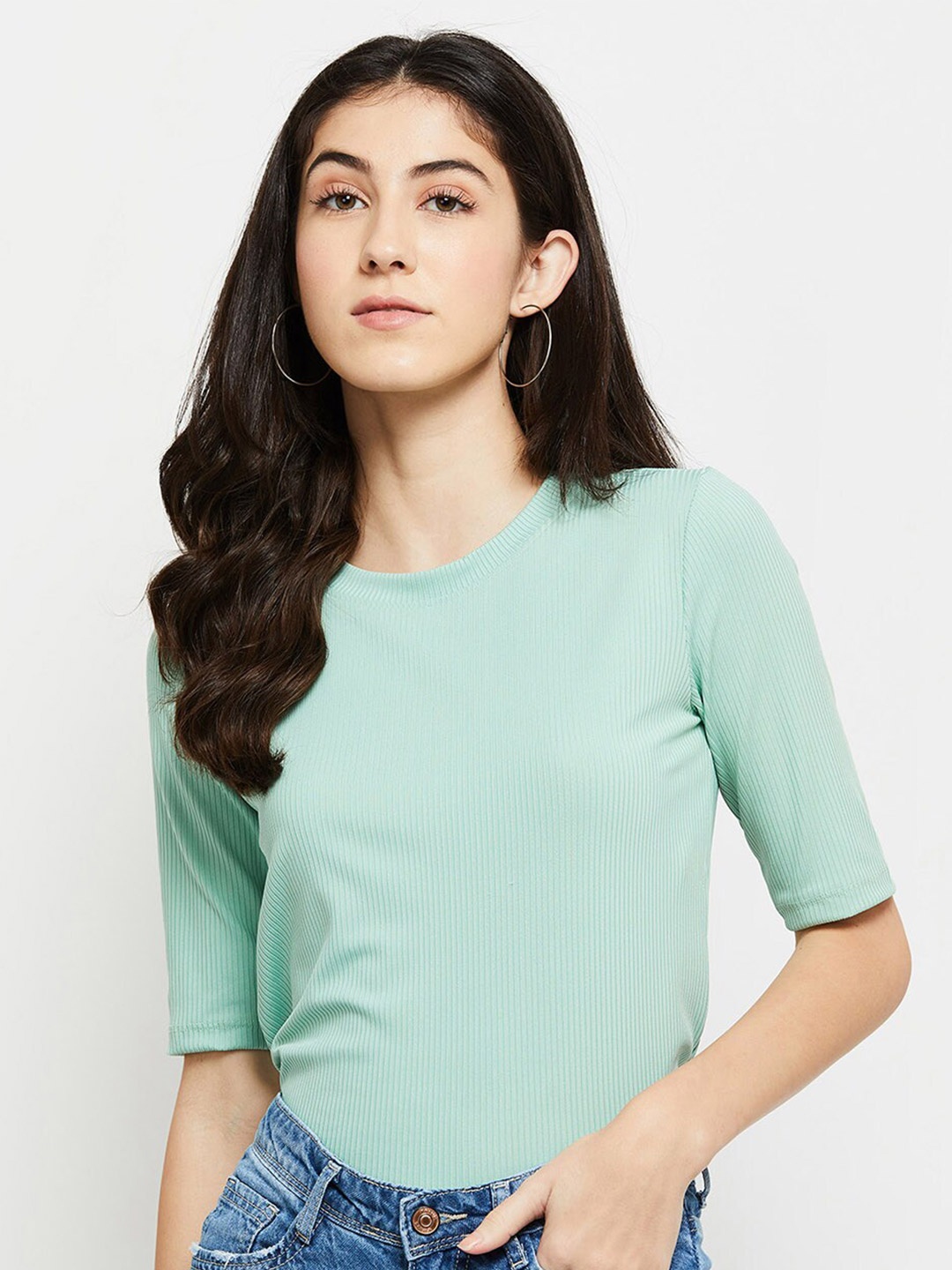 

max Women Sea Green Solid Top