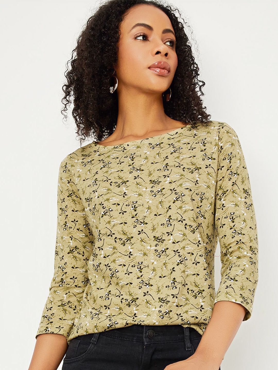 

max Women Green Floral Print Top