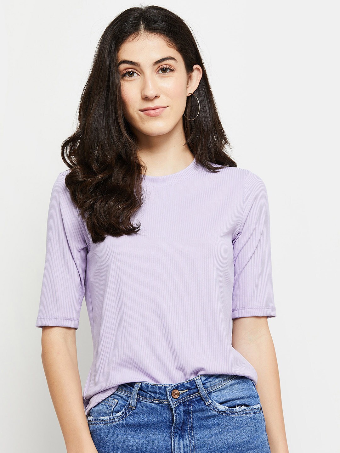 

max Women Lavender Solid Top