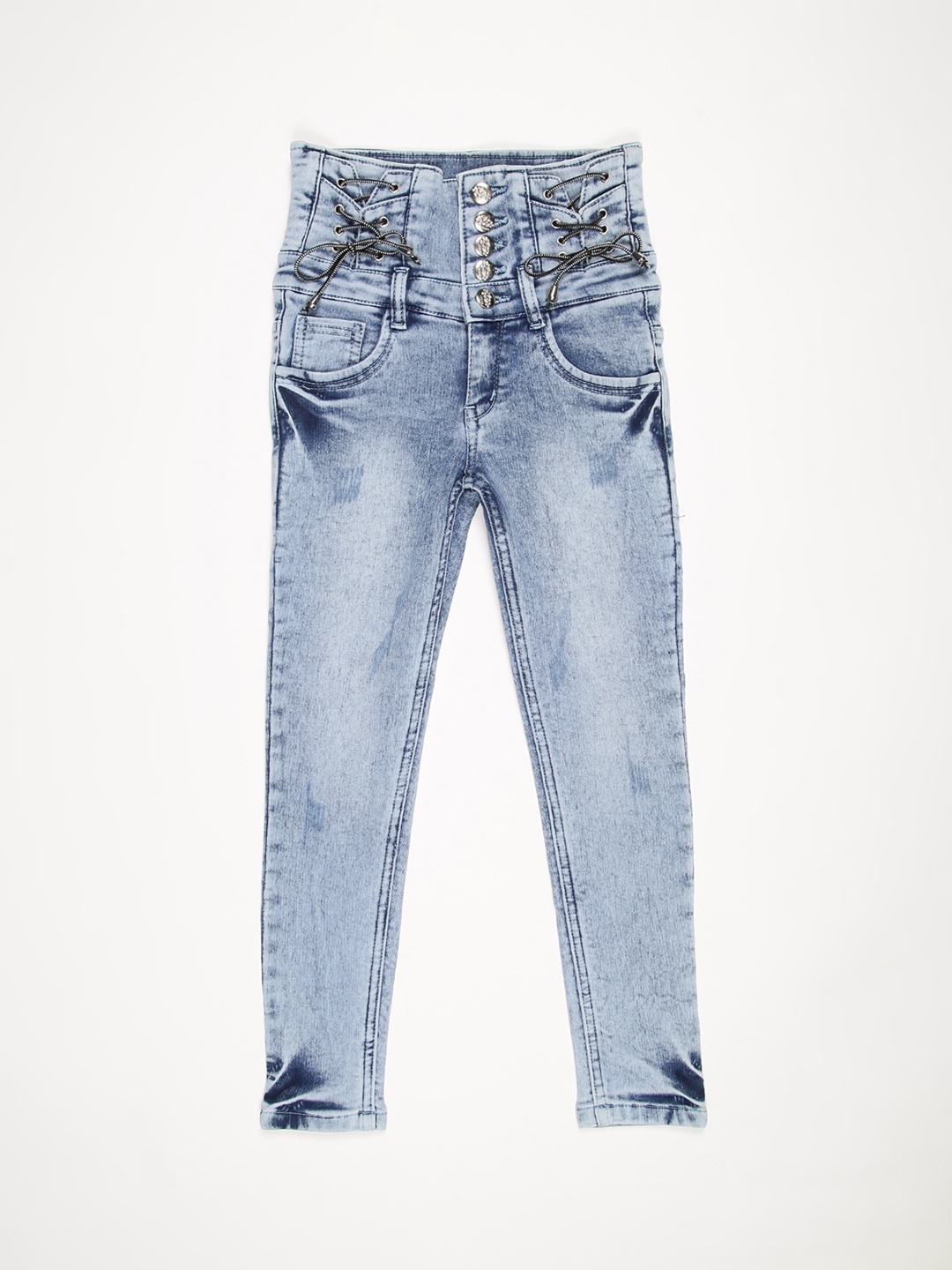 

V2 Value & Variety Girls Blue Cotton Heavy Fade Jeans