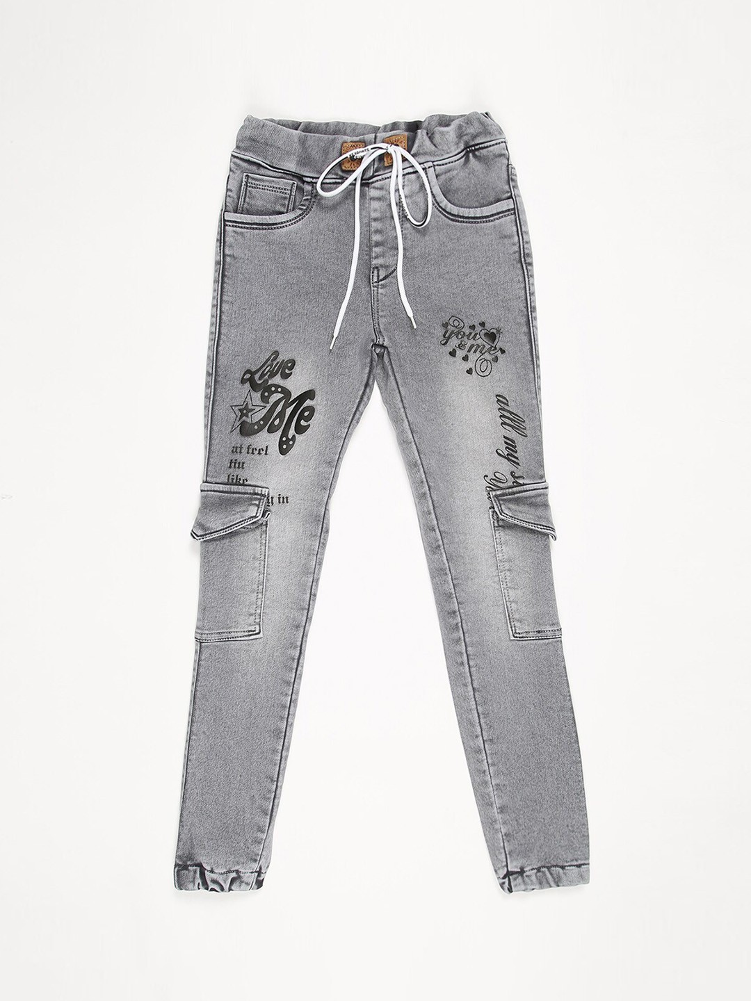 

V2 Value & Variety Girls Grey Printed Drawstring Jeans