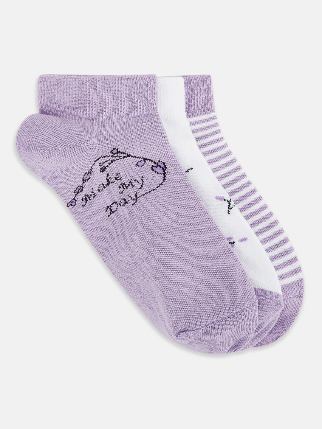 

Honey by Pantaloons Pack of 3 Women Purple & White Solid Ankle-length Socks