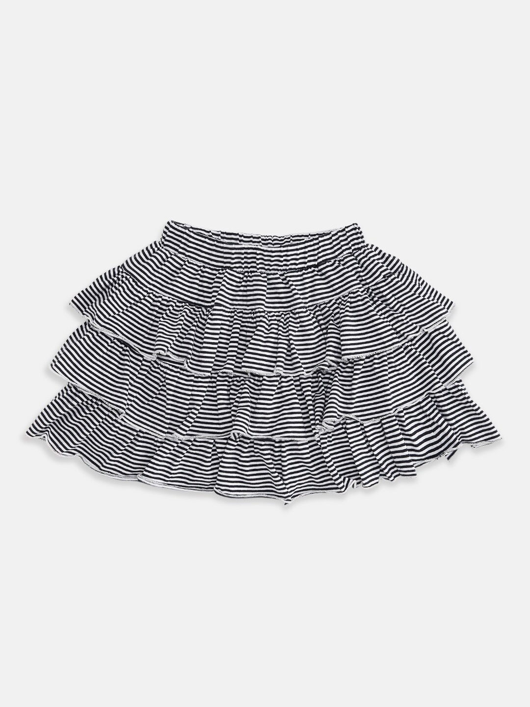 

Pantaloons Junior Girls Navy Blue Striped Tiered Mini Skirts