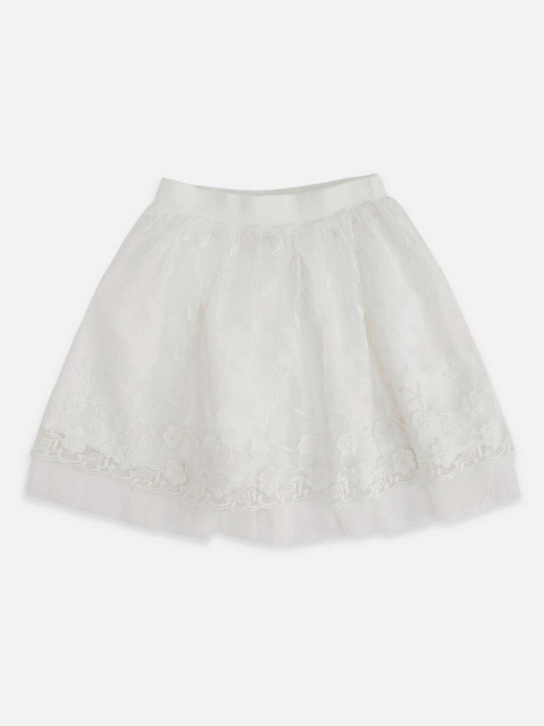 

Pantaloons Junior Girls White Self Design Flared Skirts