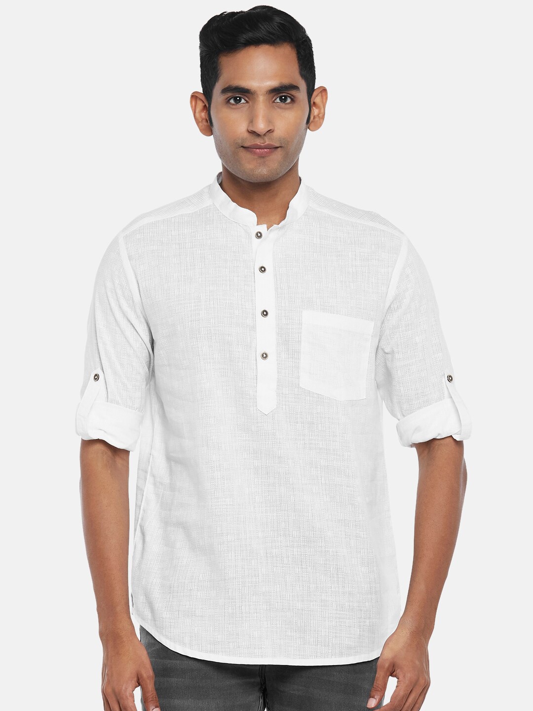 

indus route by Pantaloons Men Off White Kurta
