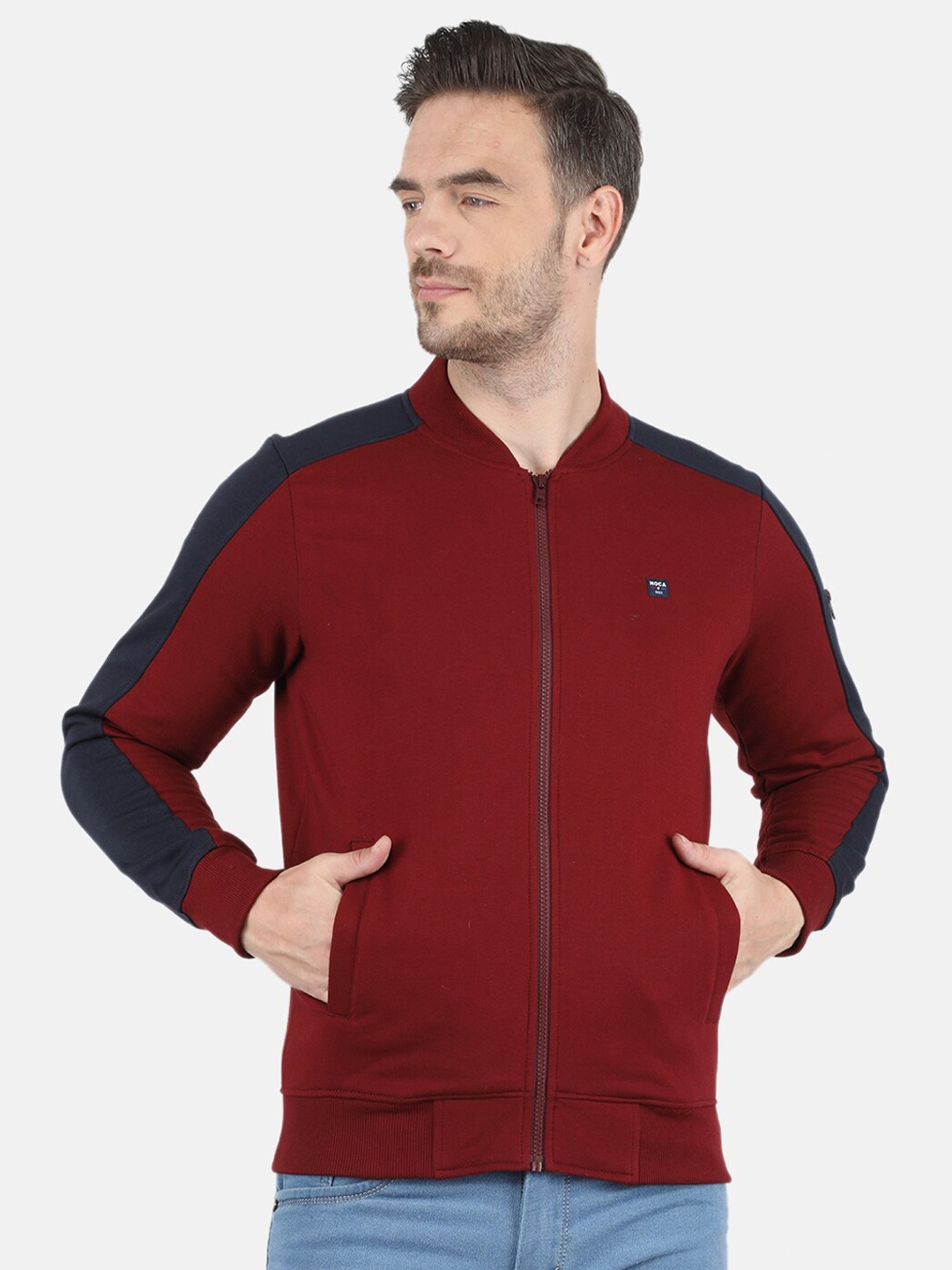 

Monte Carlo Men Maroon Colourblocked Sweatshirt