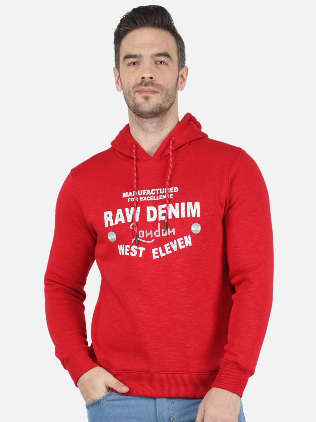 

Monte Carlo Men Red Printed Hooded Sweatshirt