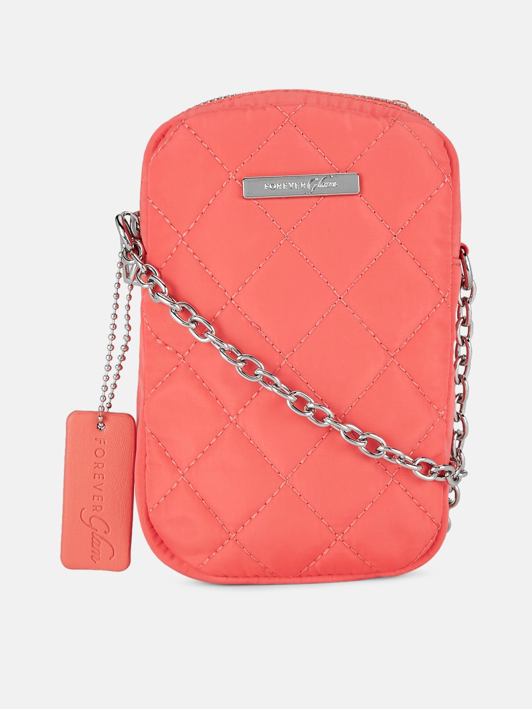 

Forever Glam by Pantaloons Pink Embellished Structured Sling Bag with Quilted