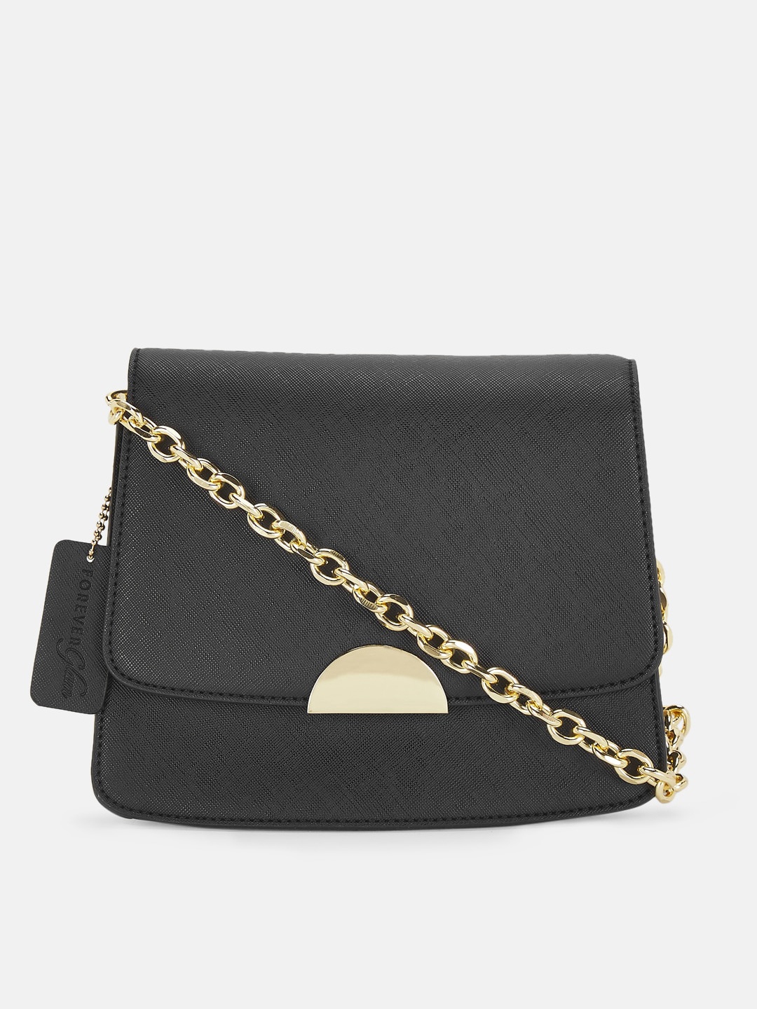 

Forever Glam by Pantaloons Black PU Structured Sling Bag with Tasselled