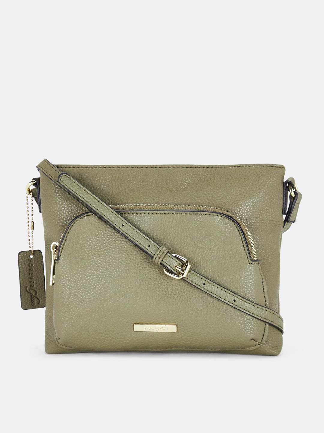 

Forever Glam by Pantaloons Olive Green PU Structured Sling Bag