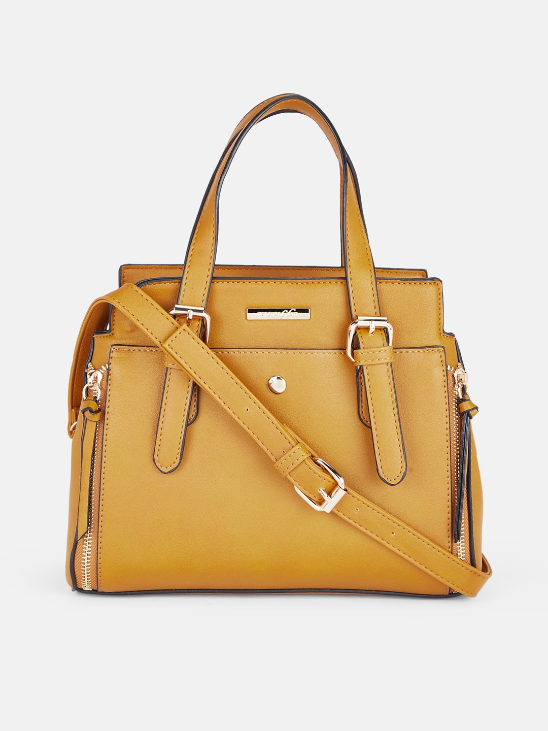 

Forever Glam by Pantaloons Structured Handheld Bag, Mustard