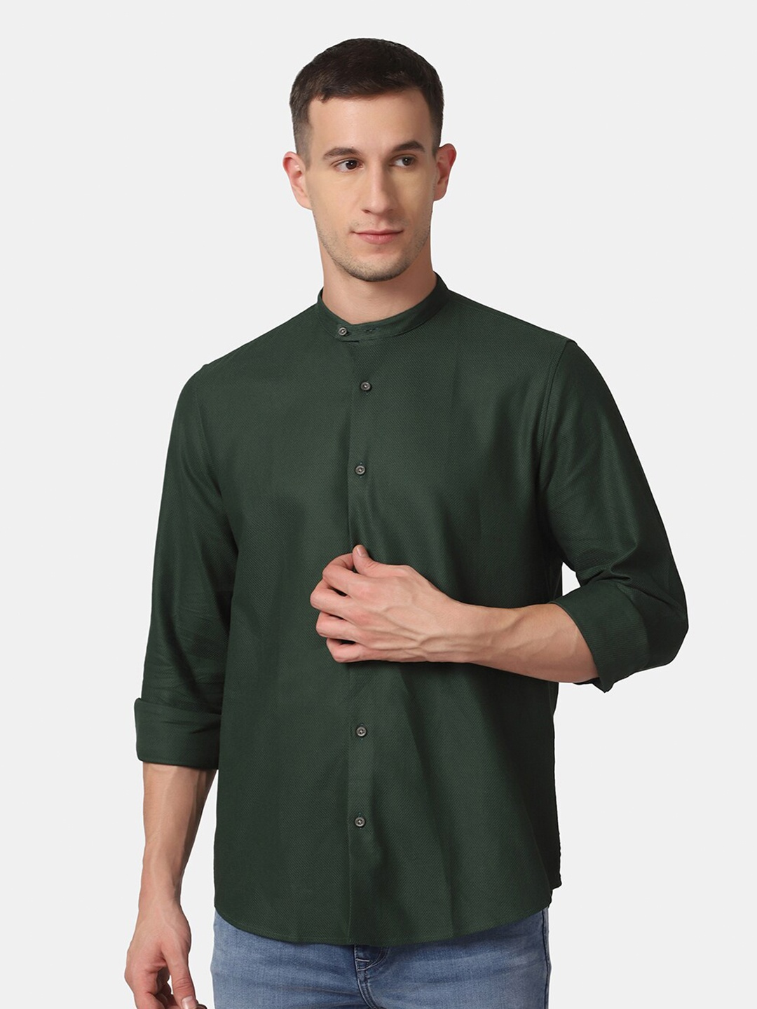 

Blackberrys Men Green Slim Fit Casual Shirt