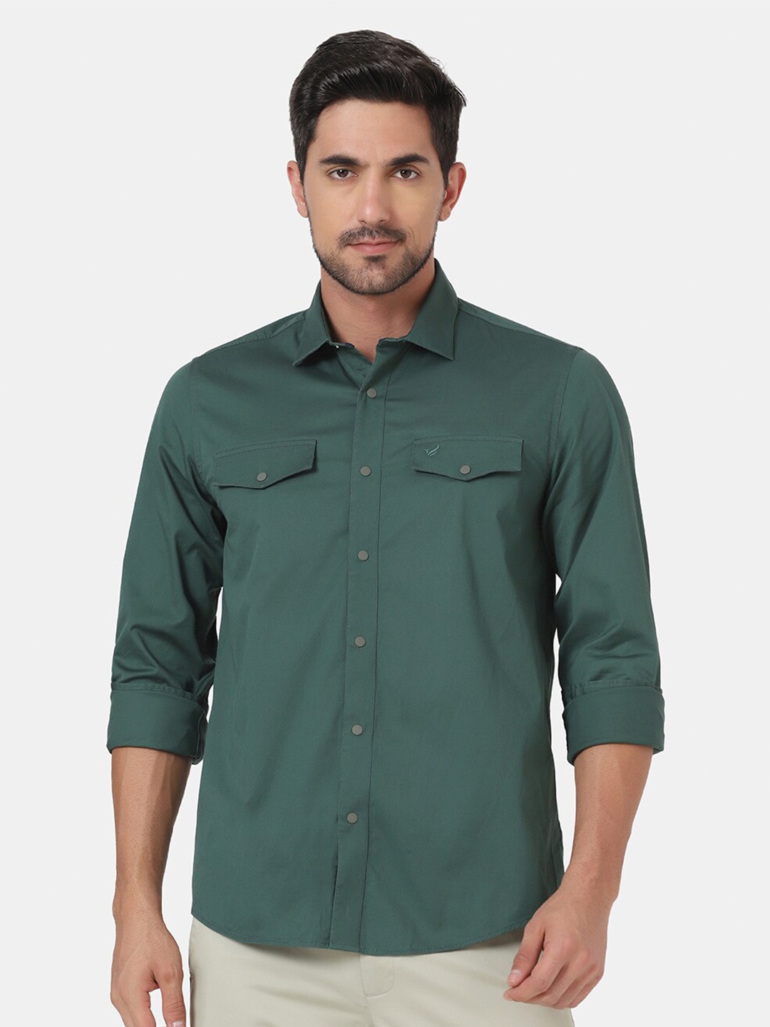 

Blackberrys Men Green Slim Fit Casual Shirt
