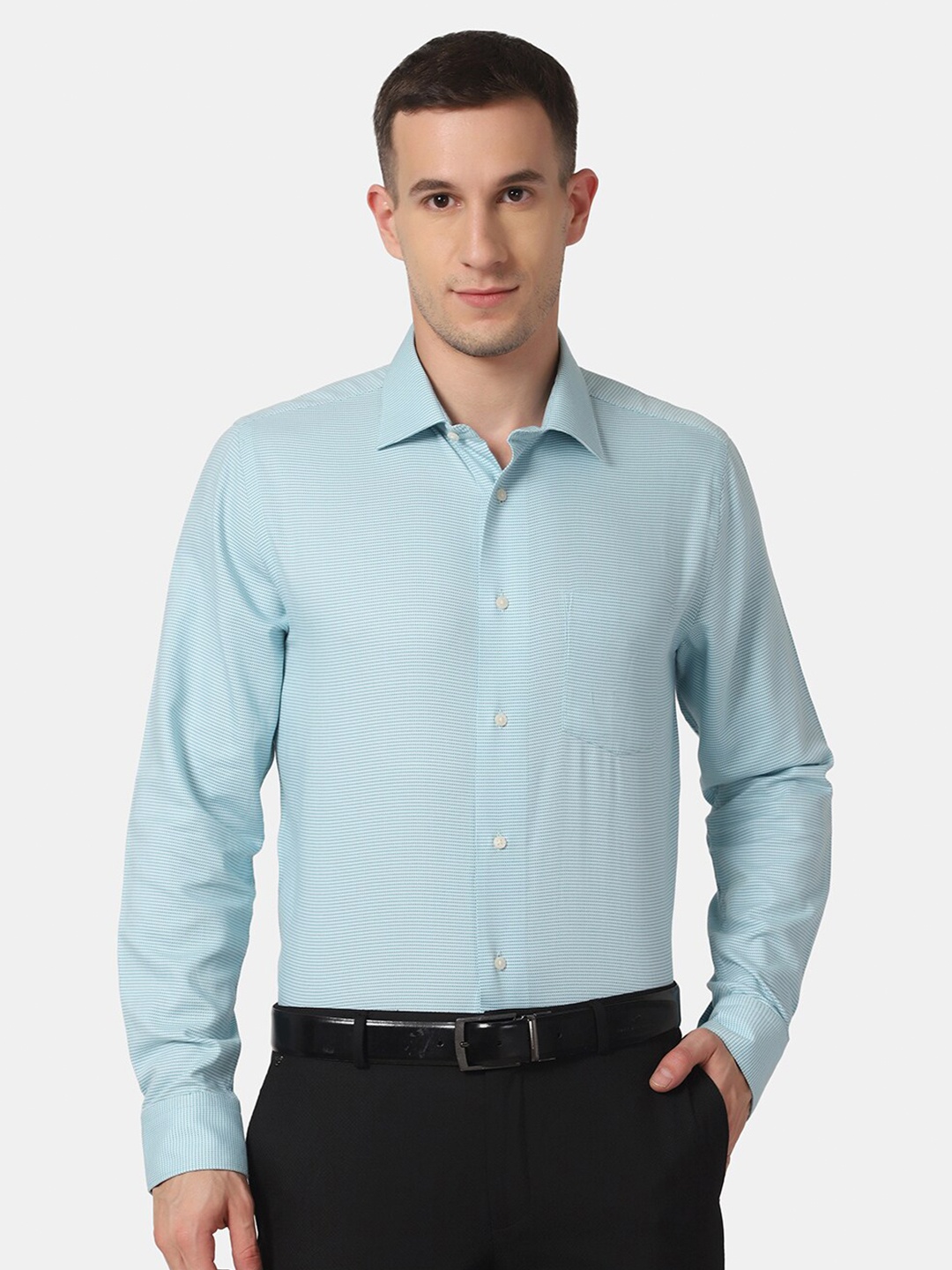 

Blackberrys Men Green Slim Fit Striped Casual Shirt