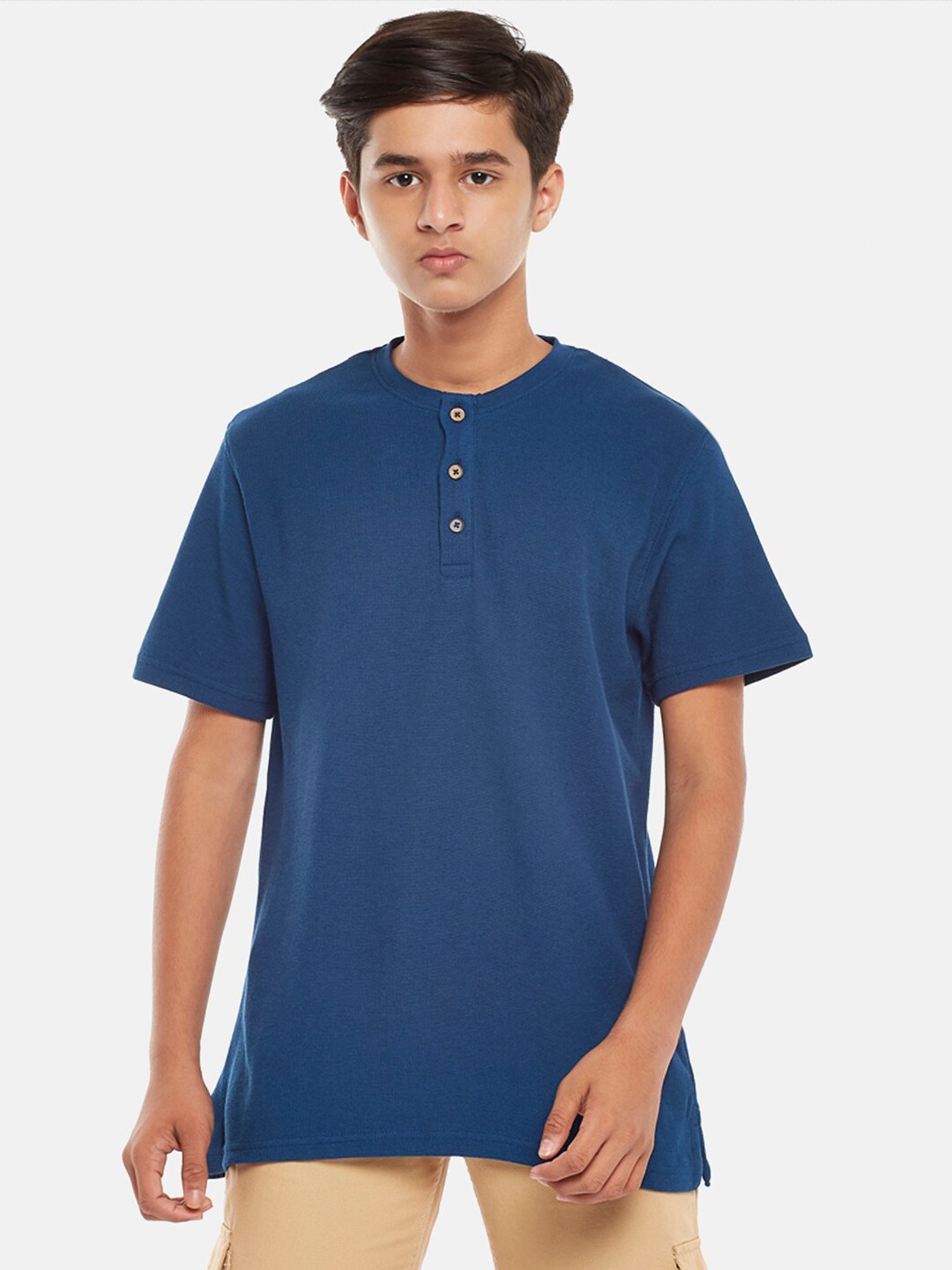 

Coolsters by Pantaloons Boys Navy Blue Henley Neck T-shirt