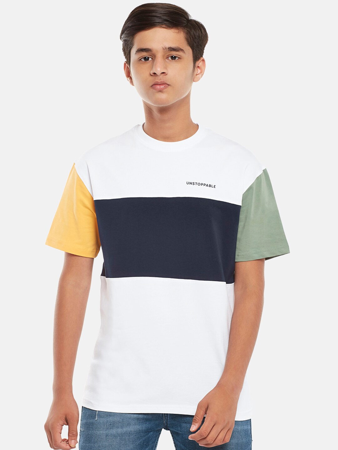 

Coolsters by Pantaloons Kids Boys White Colourblocked T-shirt