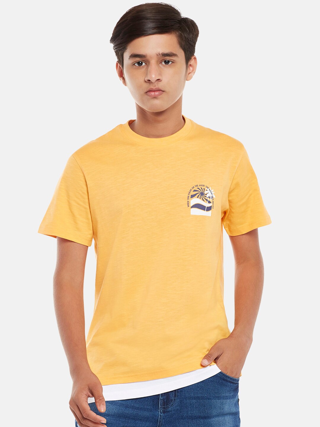 

Coolsters by Pantaloons Boys Mustard Yellow T-shirt