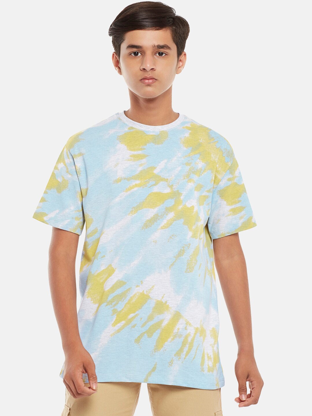 

Coolsters by Pantaloons Boys Grey Melange & Blue Tie and Dye Dyed T-shirt