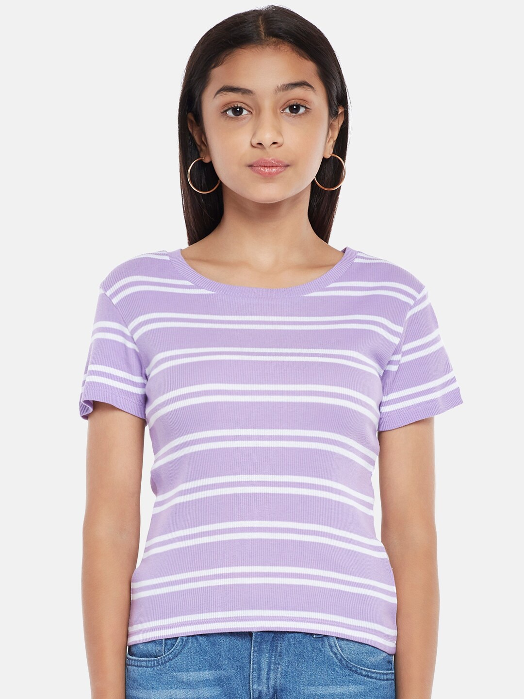 

Coolsters by Pantaloons Girls Lavender Striped T-shirt