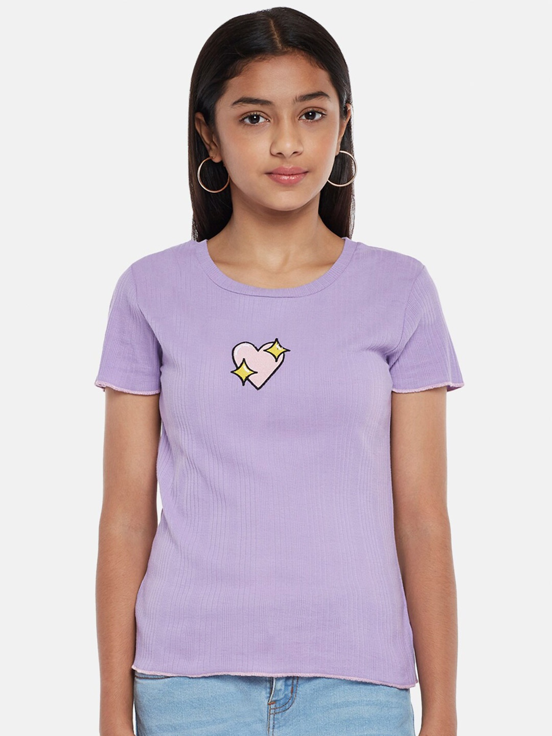 

Coolsters by Pantaloons Girls Lavender Solid T-shirt