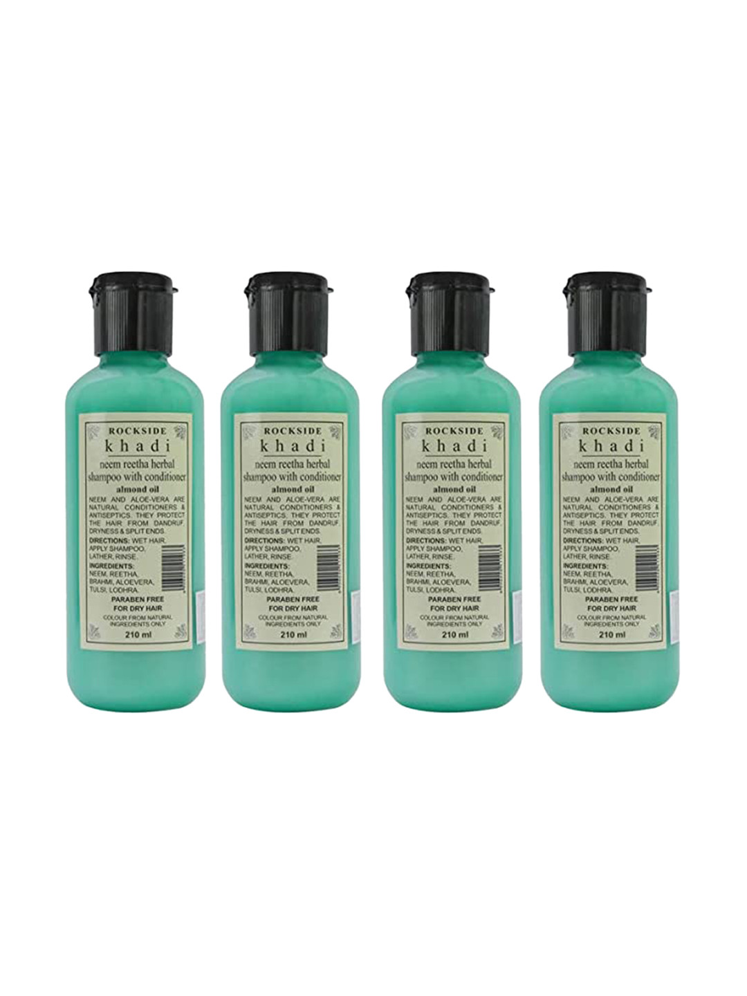 

ROCKSIDE KHADI Pack Of 4 Neem Reetha Herbal Shampoo 210 ml, Green