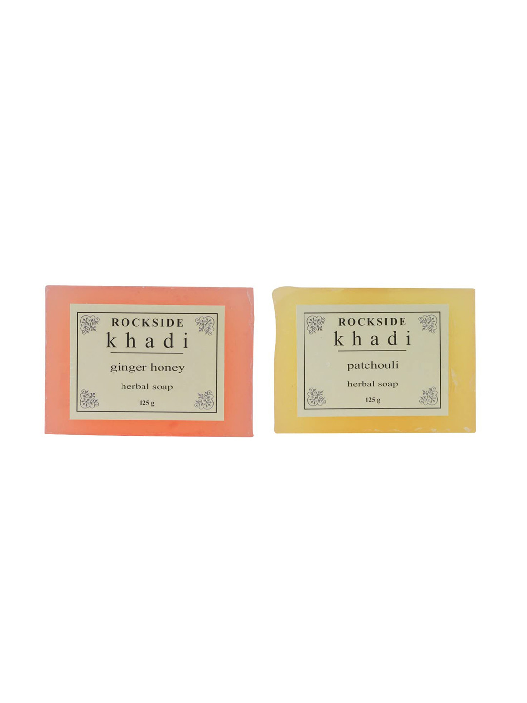 

ROCKSIDE KHADI Set Of 2 Ginger Honey & Patchouli Herbal Soap 125 gm, Transparent
