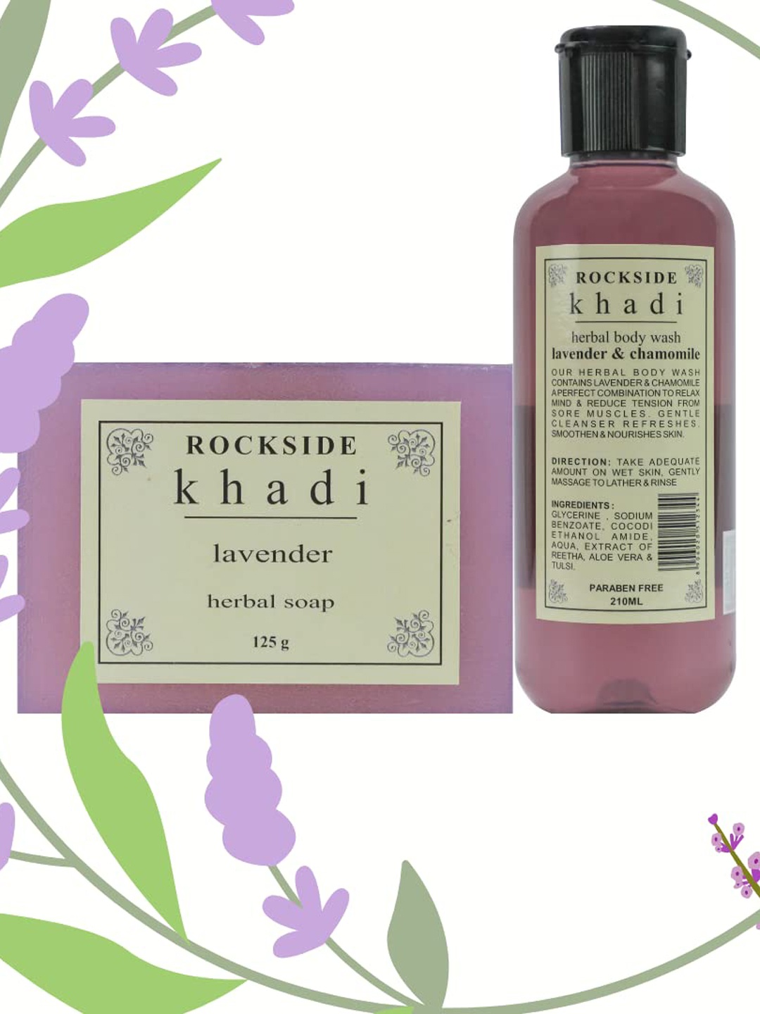 

ROCKSIDE KHADI Set Of 2 Lavender Body Wash & Soap, Purple