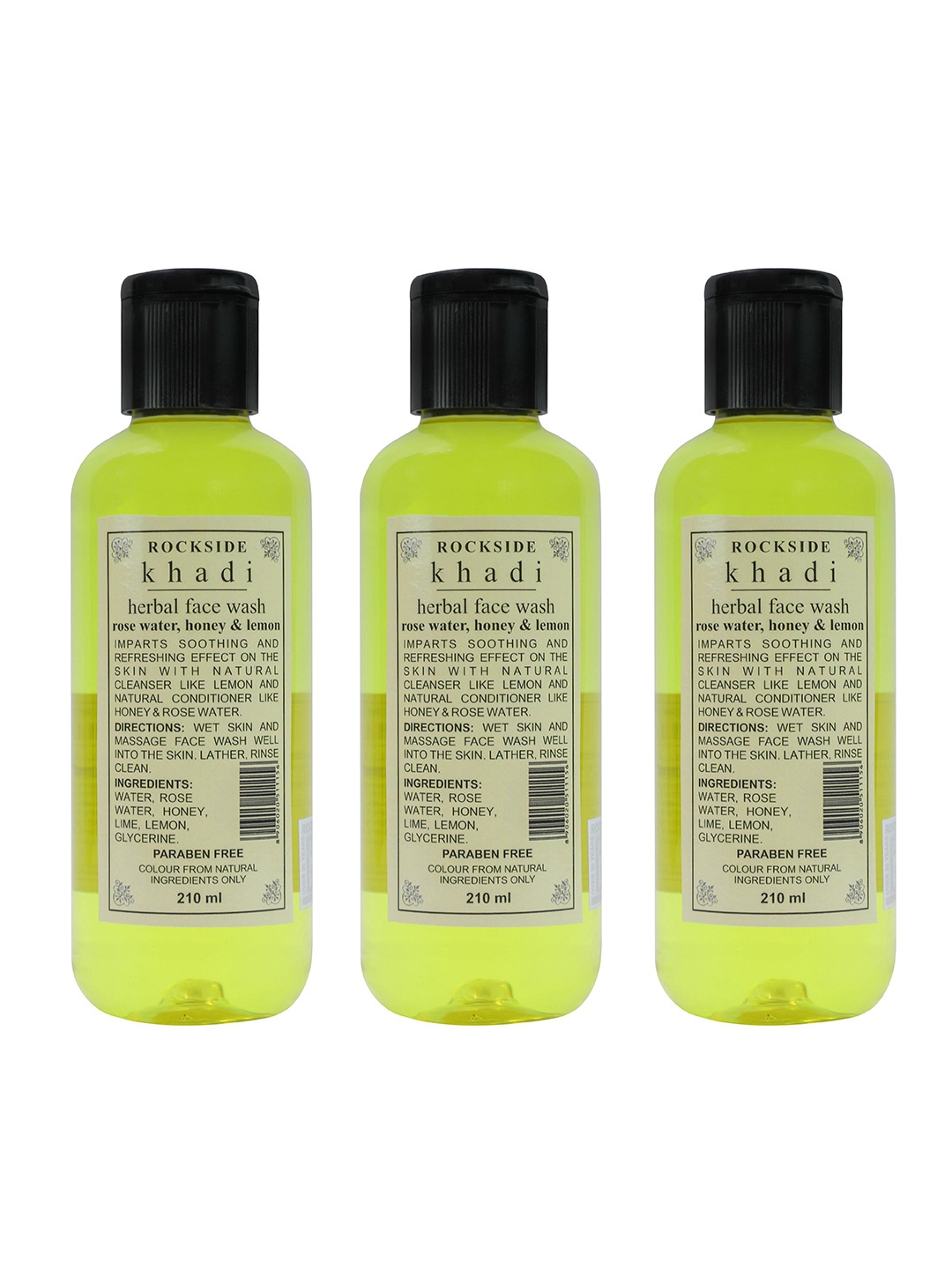 

ROCKSIDE KHADI Set of 3 Rose Face Wash 210 ml each, Transparent