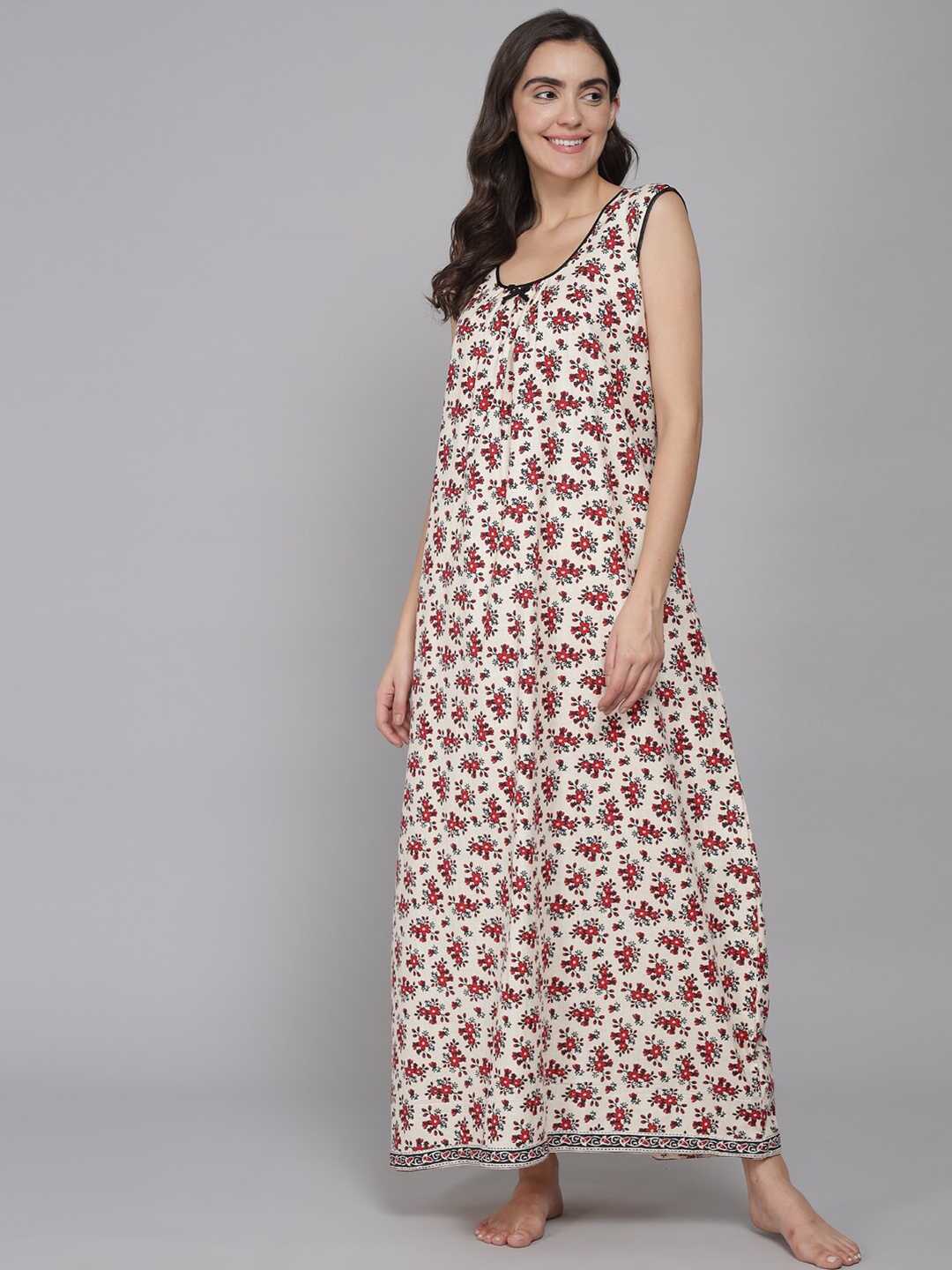 

Shararat Red Printed Maxi Nightdress