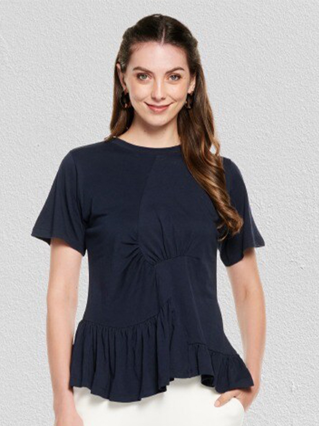 

UNMADE Navy Blue Ruffles Top
