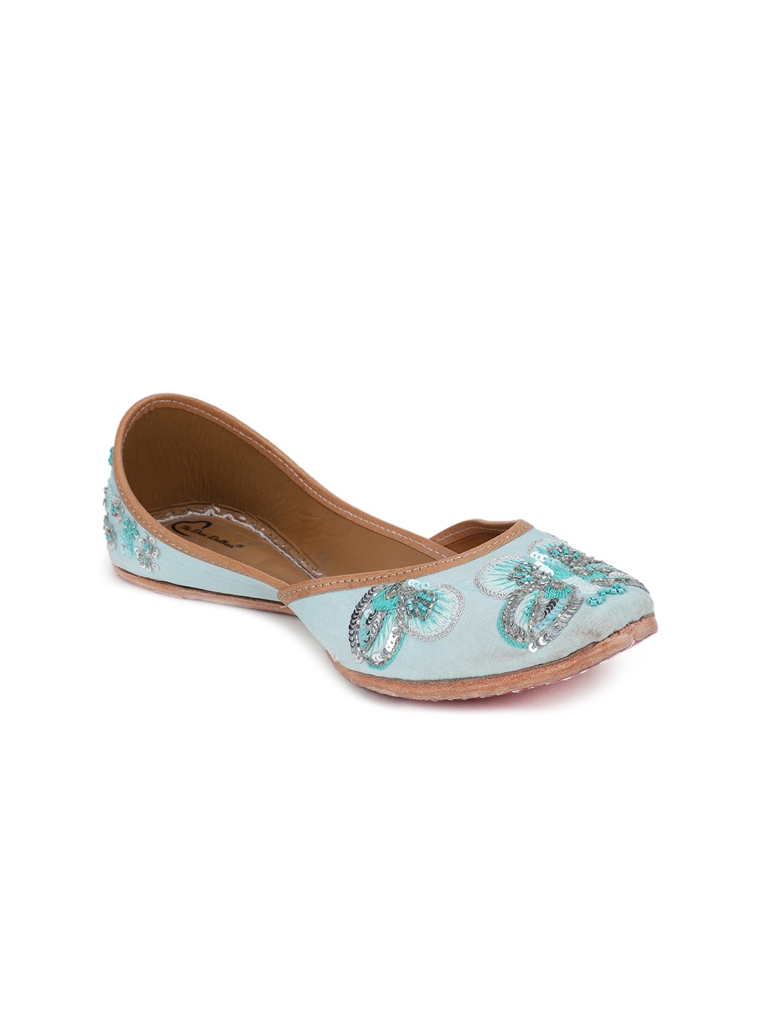 

The Desi Dulhan Women Blue Printed Leather Ethnic Flats