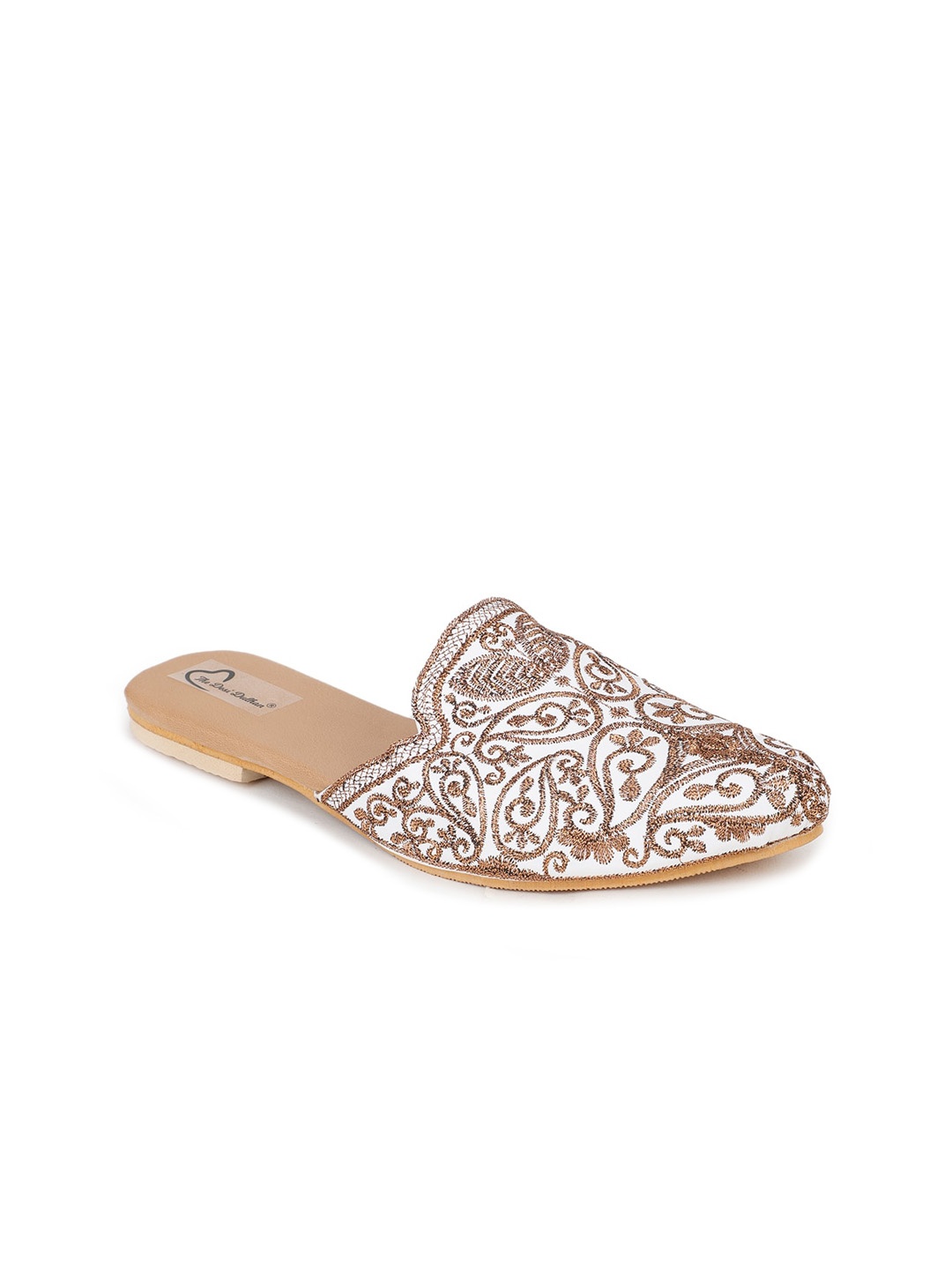 

The Desi Dulhan Women Copper-Toned Embellished Leather Ethnic Flats