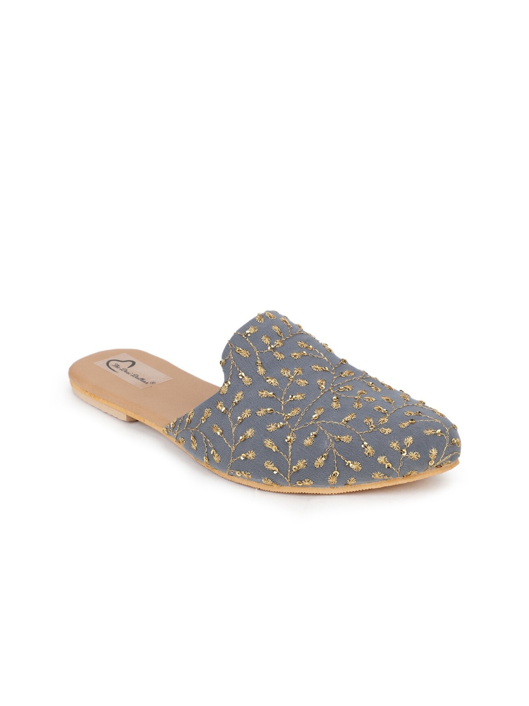 

The Desi Dulhan Women Grey Embellished Mule Flats