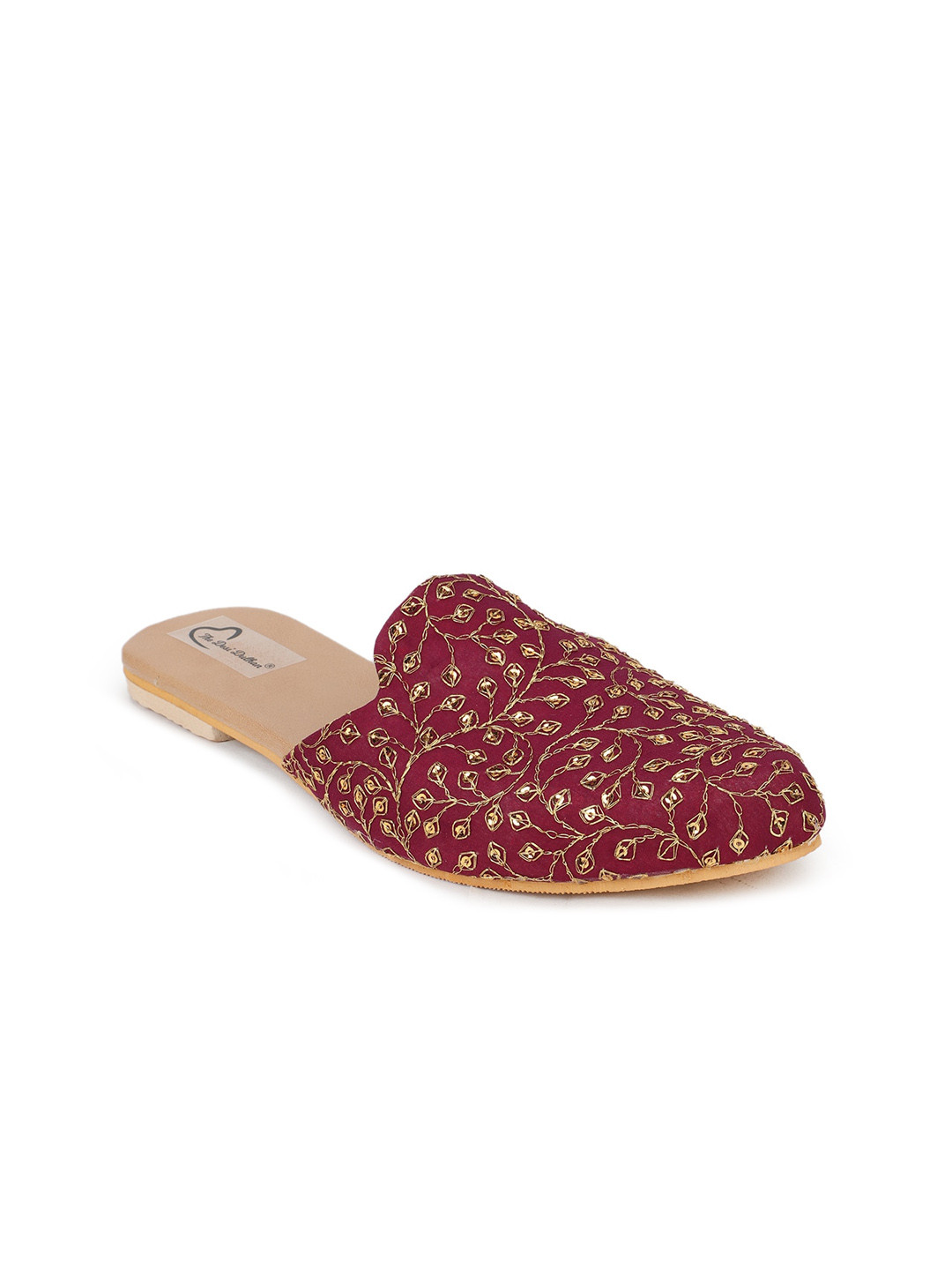 

The Desi Dulhan Women Red Embellished Leather Ethnic Flats