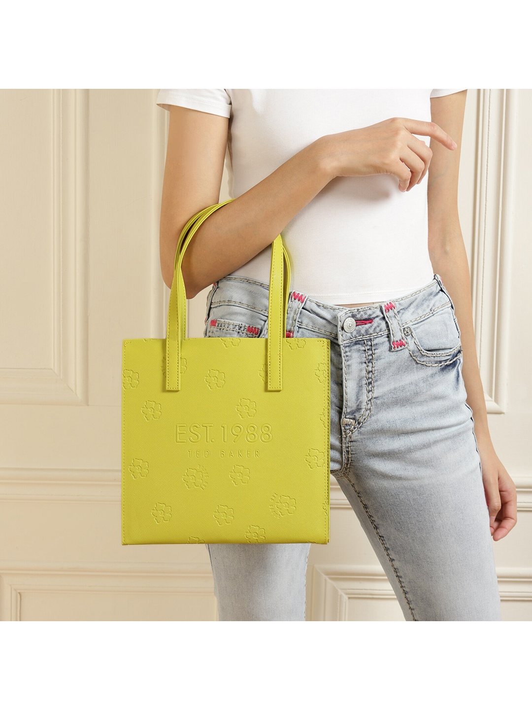 

Ted Baker Yellow Shopper Shoulder Bag with Cut Work