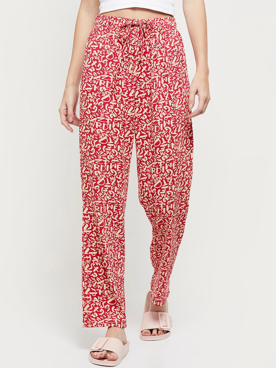 

max Women Pink Printed Cotton Lounge Pants