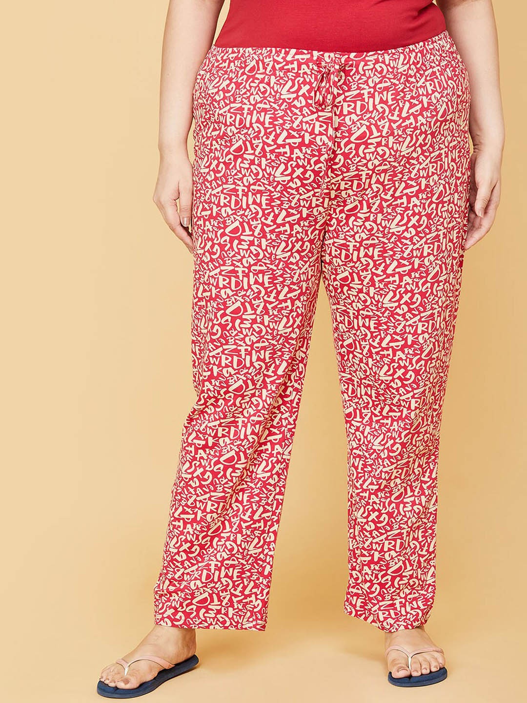 

max Women Plus Size Pink Printed Cotton Plus Size Lounge Pants